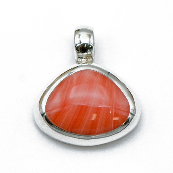 Peach Coral Pendant in Sterling Silver